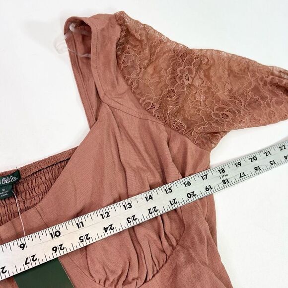 Wild Fable Tops Womens Extra Large Brown Long-Sleeve Sweetheart Blouse NWT - Picture 8 of 10